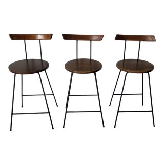 Mid-Century Modern Clifford Pascoe Style Bar Stools - Set of 3 For Sale