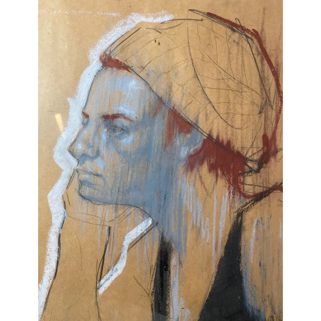 Contemporary 1990s Original Hett Mixed Media Pastel Acrylic Ink Drawing Painting Lady Pop Portrait For Sale - Image 3 of 15