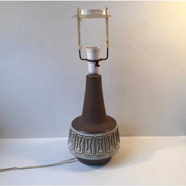 Danish Chamotte Ceramic Table Lamp from Michael Andersen & Son, 1970s For Sale - Image 6 of 6