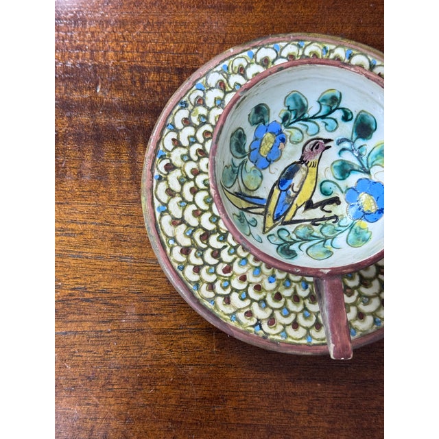 Italian Hand Painted Teacup on Saucer For Sale - Image 12 of 12