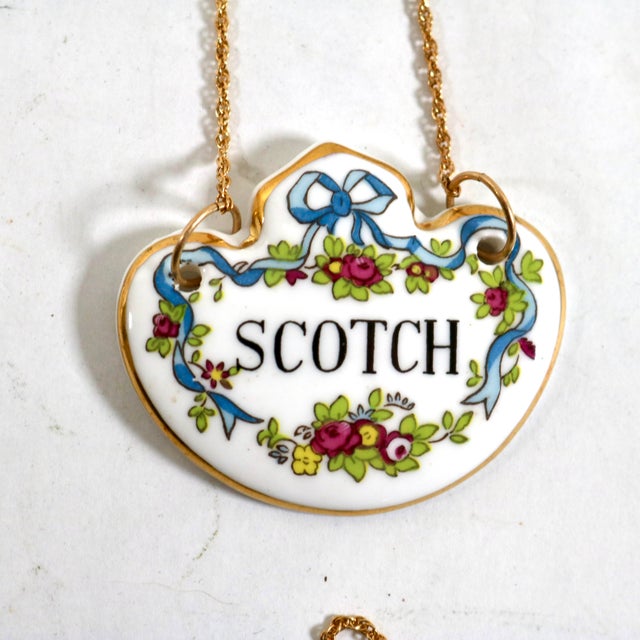 Crown Staffordshire Mid 20th Century Crown Staffordshire Fine Bone China Decanter Tags - Set of 4 For Sale - Image 4 of 8