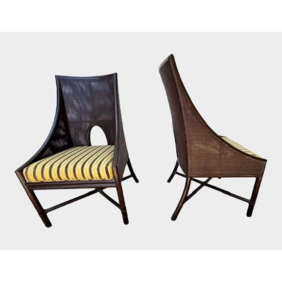 Modern Set of 2 Barbara Barry for McGuire Caned Arm Chairs For Sale - Image 3 of 9