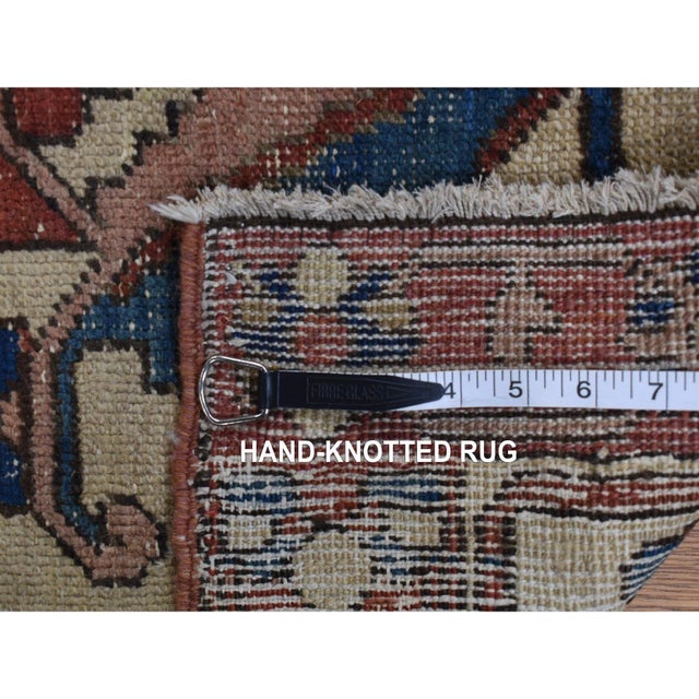 Traditional 1890 Red Antique Persian Serapi Heriz Wool Hand Knotted Even Wear Rug 11'3"x15'3" For Sale - Image 3 of 11