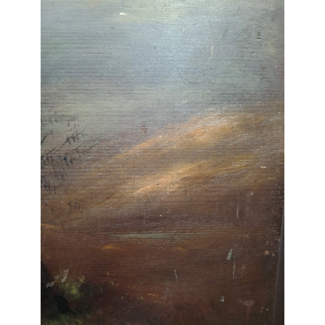 Black Early 20th Century Landscape Painting With Cattle For Sale - Image 8 of 15