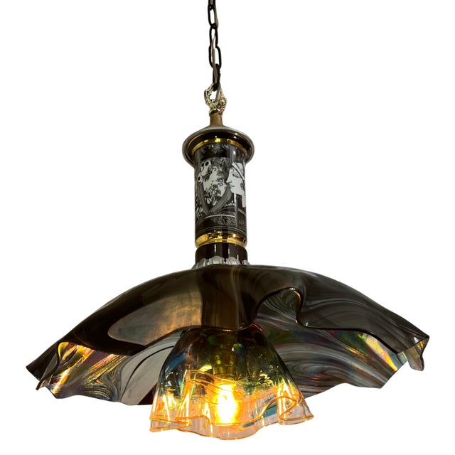 Mid 20th Century Hollohaza Porcelain Pendant Light For Sale - Image 15 of 18