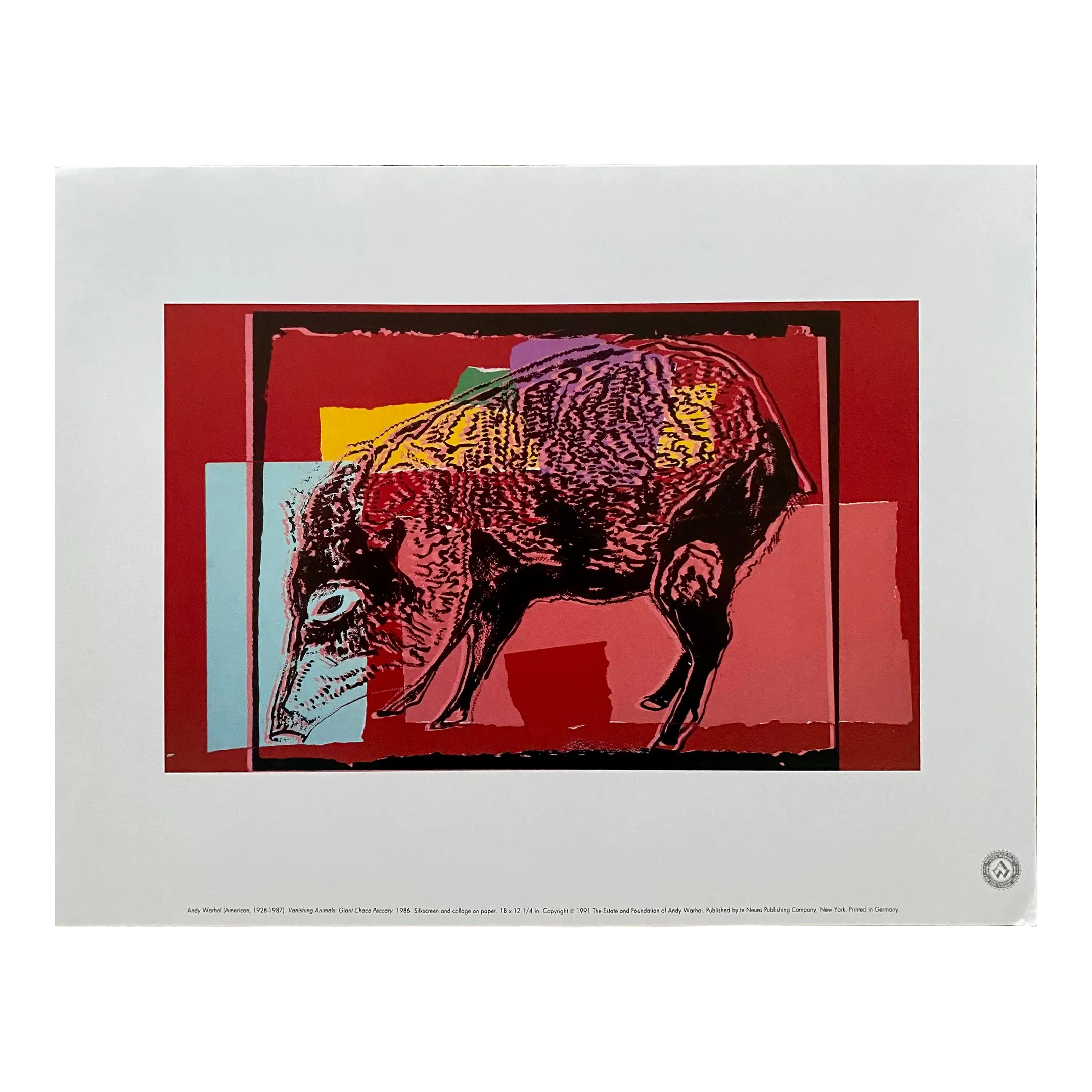 1990s Andy Warhol Estate 'Giant Caro Peccary - 1986' Vanishing