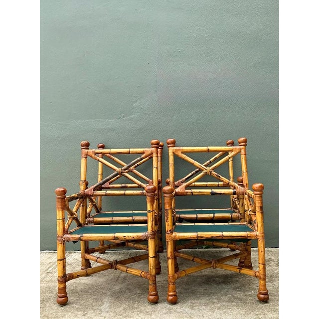 Vintage Bamboo X-Backdining Chairs - Set of 4 For Sale - Image 14 of 15
