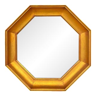 1970s John Widdicomb Modern Hexagon Carved Giltwood Wall Mirror For Sale
