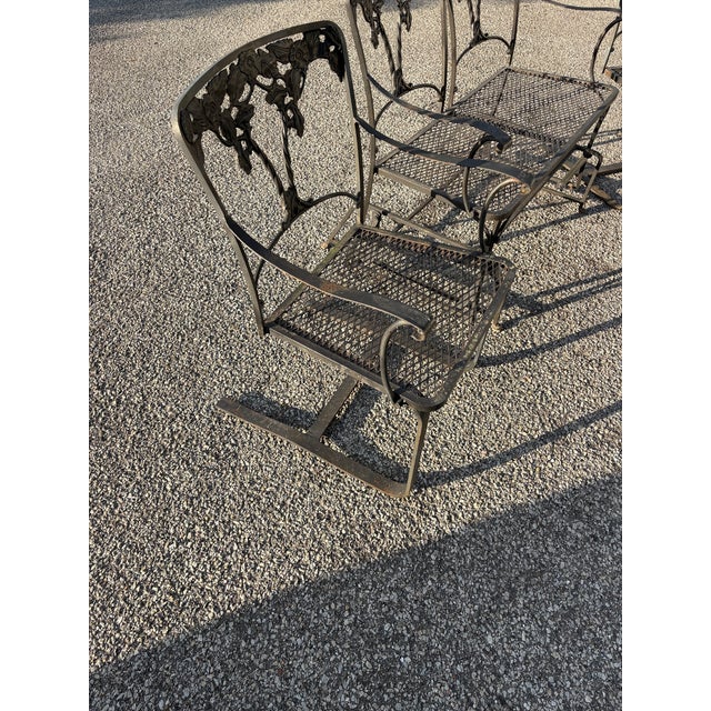Black Vintage Brown Jordan Wisteria Patio Double Glider & 2 Bounce Chairs, Attributed For Sale - Image 8 of 9