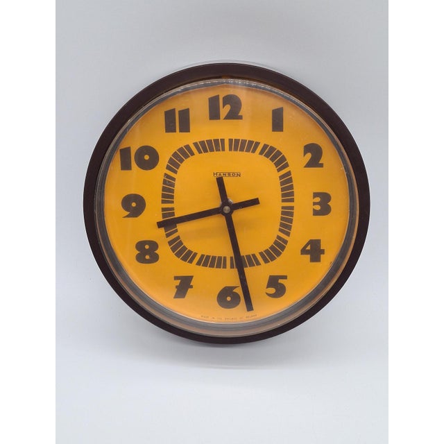 Space Age Style Wall Clock with Orange Dial from Hanson, Ireland, 1970s-1980s For Sale - Image 10 of 11