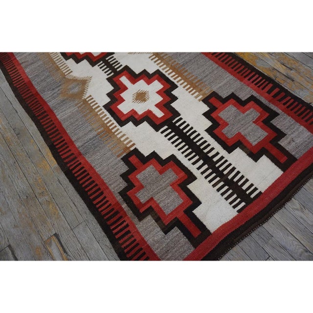 1920s Small Tribal Antique Bold Geometric Native American Flat Weave Navajo Rug For Sale In New York - Image 6 of 11