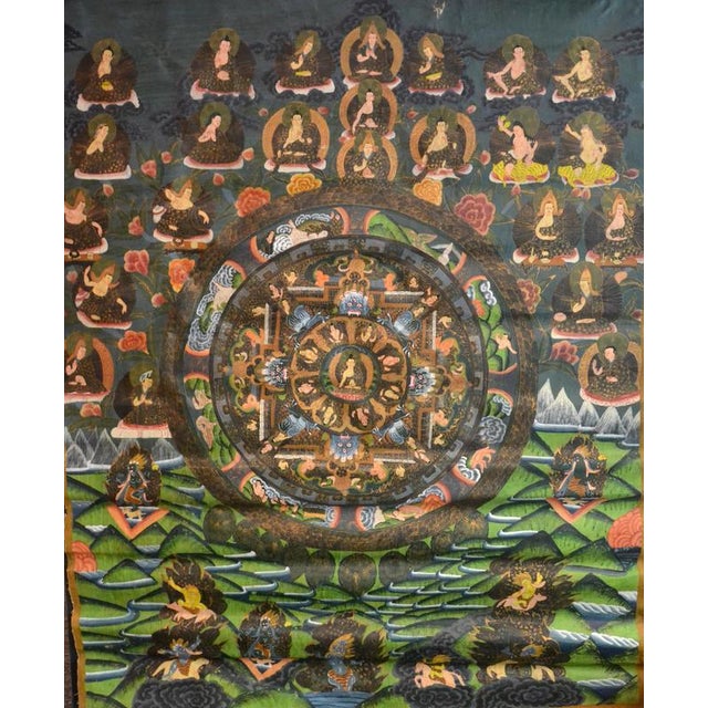Nepalese Thangka, Early 20th Century, Gouache on Cotton For Sale - Image 9 of 9