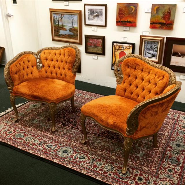 French Antique Tufted Courting Chairs A Pair Chairish