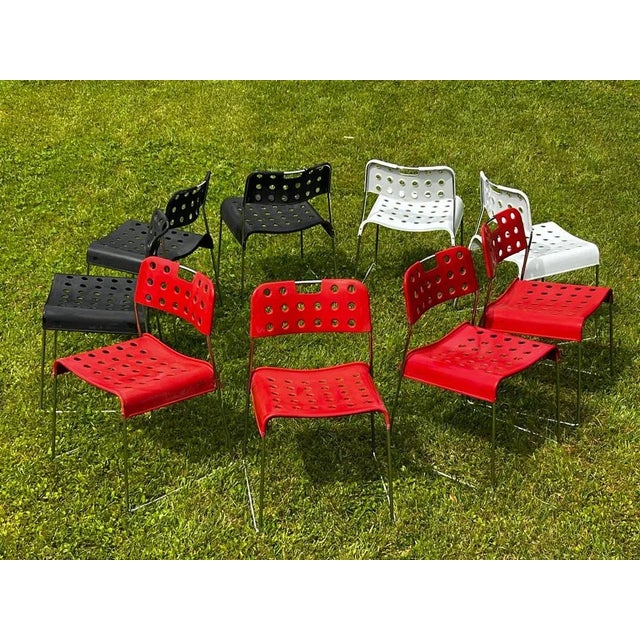Mid-Century Modern Model Omstak Stacking Chairs by Rodney Kinsman for Bieffeplast, 1960, Set of 9 For Sale - Image 3 of 12
