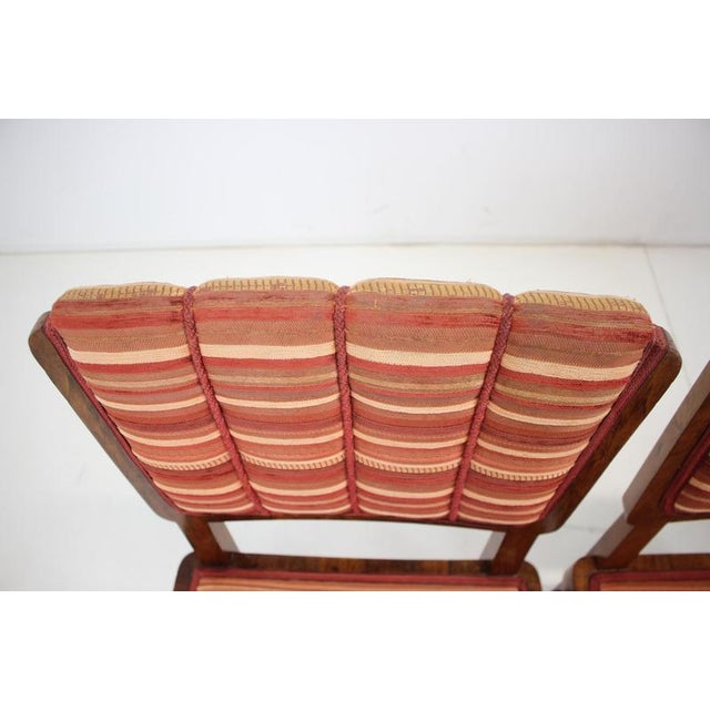 Brown Art Deco Walnut Veneer Dining Chairs, Czechoslovakia, 1930s, Set of 4 For Sale - Image 8 of 18