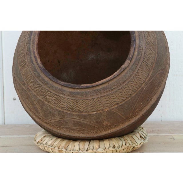 Antique Engraved Clay Water Pot For Sale In Los Angeles - Image 6 of 9
