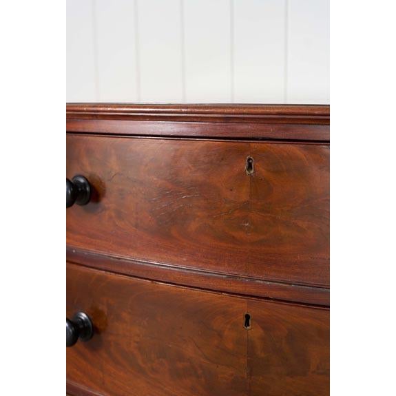 Brown Early 19th Century 3 Drawer Mahogany Bowfront Chest With Wooden Knobs For Sale - Image 8 of 9