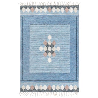 Scandinavian Mid-Century Ivory Flatweave Carpet By Ingegerd Silow For Sale