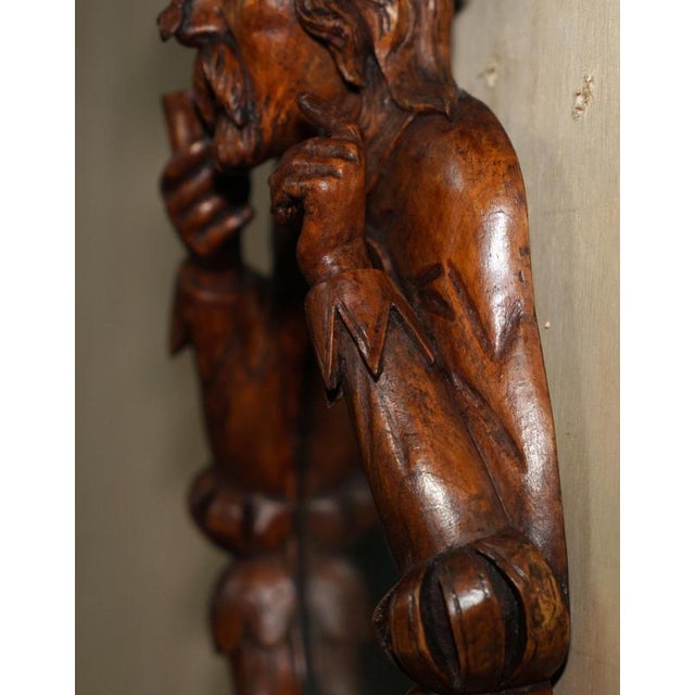 Antique Black Forest Folk Art Wall Mirror of Chap with Bee on Nose For Sale - Image 13 of 18