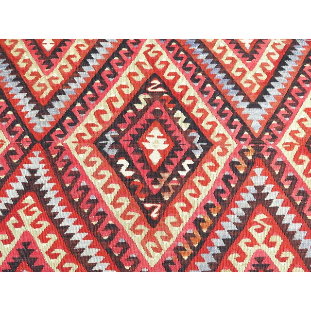 Mid 20th Century Mid 20th Century Classical Turkish Handwoven Geometric Design Boho Area Kilim Rugs For Sale - Image 5 of 9