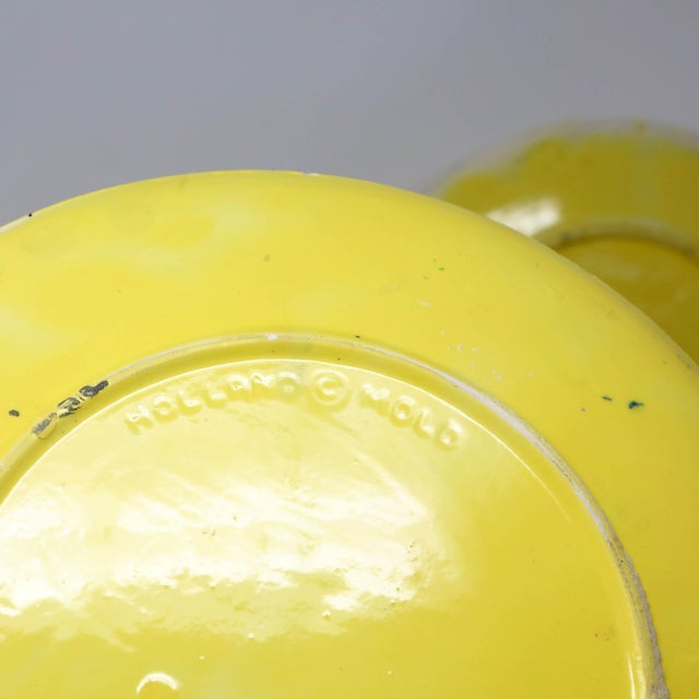 Ceramic Vintage 1980's Postmodern Yellow Splatter Dinner Plates - a Pair For Sale - Image 7 of 7