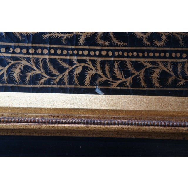 Metal Vintage Tole Hand Painted Woodland Cottage Landscape Framed Metal Toleware 47" For Sale - Image 7 of 12