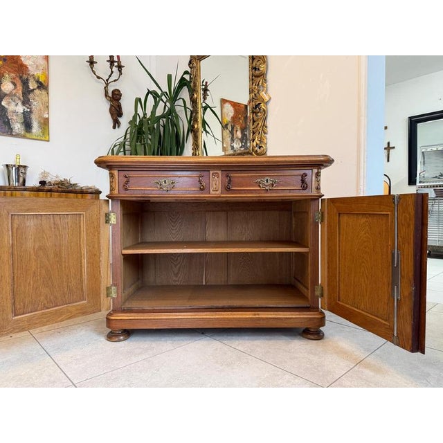 Wood Baroque Sideboard in Oak with Granite Top For Sale - Image 7 of 12