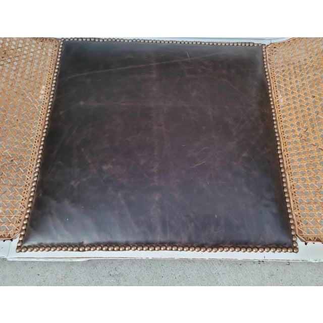 Painted Antique Anglo-Indian Colonial Caned Leather Seat Settees -- a Pair For Sale In Washington DC - Image 6 of 13
