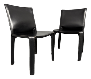Cab 412 Chairs in Saddle Leather by Mario Bellini for Cassina, Italy, 1970s, Set of 2