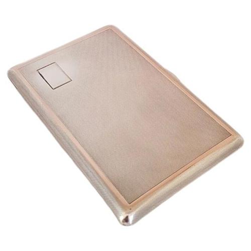 George VI Turned Sterling Silver Engine Cigarette Case by W. H. Manton, 1945 For Sale - Image 13 of 13