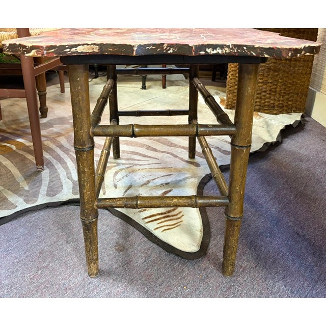 Mid 20th Century Early Mid Century Chinese Wood Table With Bamboo Wood Base For Sale - Image 5 of 14