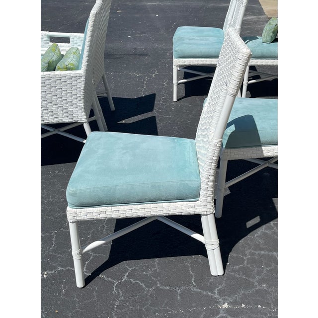Wood Thomas Pheasant for McGuire 8 Woven Leather Dining Chairs For Sale - Image 7 of 18