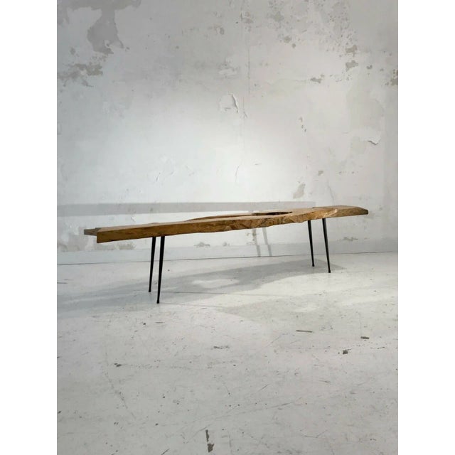 1950s Mid-Century French Raw Wood Coffee or Side Table on Compass Legs, 1950s For Sale - Image 5 of 13