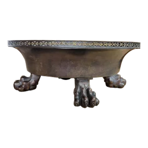 20“ Antique Bronze Lion Paw Footed Centerpiece Bowl Planter