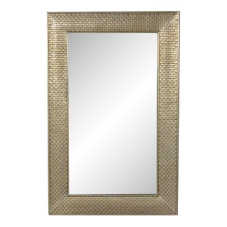Vintage French Mirror in Champagne With Textured Metal Frame For Sale