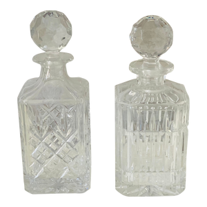 Vintage Crystal Whisky Decanters- Set of 2
