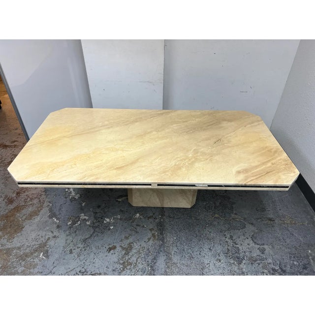 Circa 1990's Custom Design Marble Table Top Pedestal Base For Sale In San Francisco - Image 6 of 12
