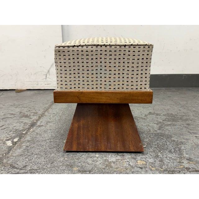 Art Deco Stool + Sculptural Wood Base, Circa 1920's For Sale - Image 4 of 12