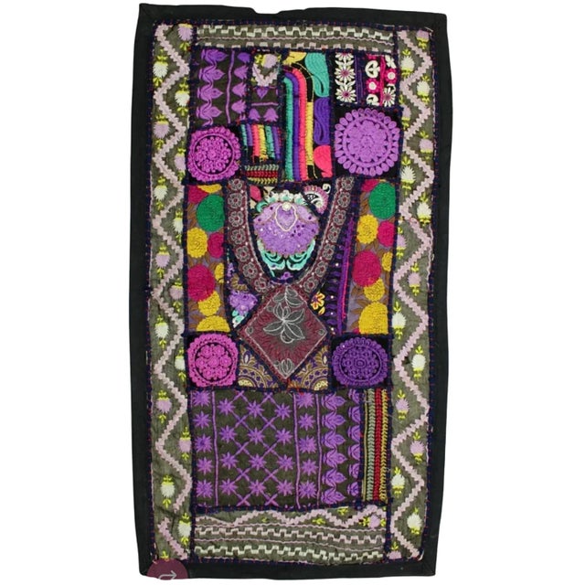 Mid Century Hand Embroidered Vintage Textile Fiber Art Wall Hanging Tapestry For Sale - Image 9 of 11