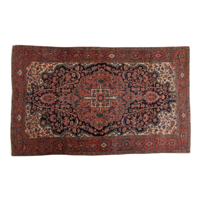 1920s Antique Persian Farahan Sarouk Roundel Medallion Wool Rug For Sale