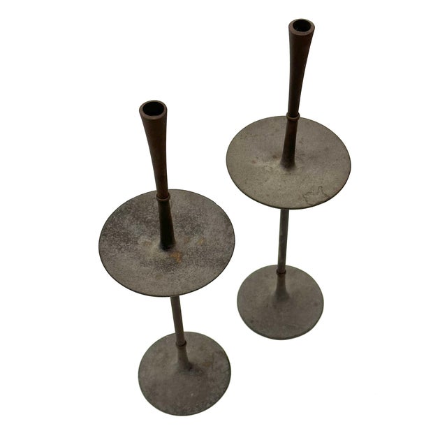 Jens Quistgaard 1960s Jens Quistgaard Ihq Dansk Tall Cast Iron Candlestick Pair For Sale - Image 4 of 8