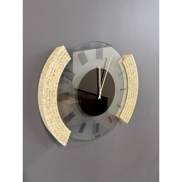 Postmodern Empire Wall Clock — Glass Face With Speckled Granite Accents, 1980s Memphis Style For Sale - Image 4 of 8