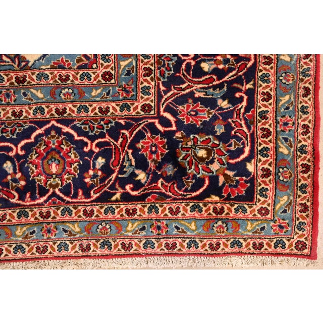 Textile Vintage Hand-Knotted Persian Kashan Room Size Rug For Sale - Image 7 of 11