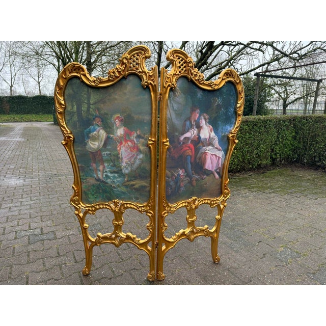 1960 French Louis XVI Gold Beech Screen Room Divider - 2 Panels For Sale - Image 17 of 17