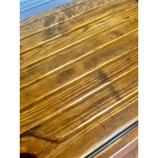Brown 19th Century Primitive Large Hand-Crafted Solid Oak Drain Board For Sale - Image 8 of 12