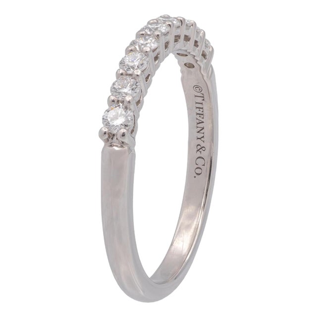 Tiffany & Co. Forever Platinum 9-Stone Half Circle Round Diamond Band Ring, Size 6 For Sale