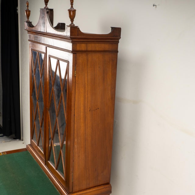 Late 19th Century Flame Mahogany Secretary Desk Bookcase, Antique Drop Front Desk For Sale - Image 9 of 18