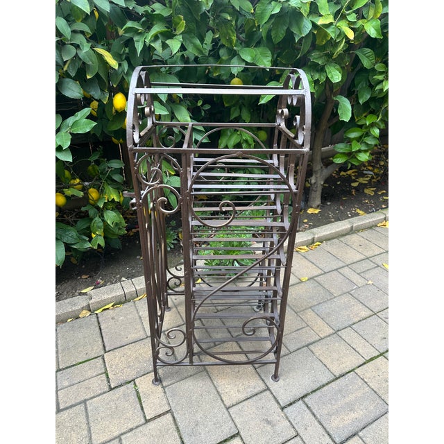 Spanish Revival Vintage Wrought Iron"Cage Shape"Wine Rack For Sale - Image 16 of 17