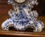 19th Century French Delft Blue and White Faience Mantel Clock With Windmill Scene For Sale - Image 4 of 11