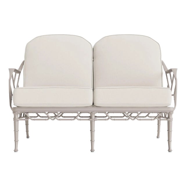 Brown Jordan Calcutta Loveseat, Dove frame with Fusion Natural fabric For Sale